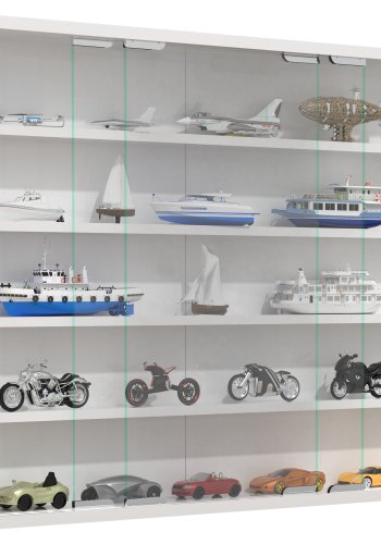 VCM NORDIC Agisa L Hängeschrank, m. 2 Schiebetüren und 4 Einlegeböden – Glas und weißes Holz