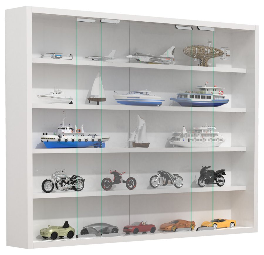 VCM NORDIC Agisa L Hängeschrank, m. 2 Schiebetüren und 4 Einlegeböden – Glas und weißes Holz