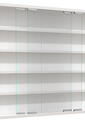 VCM NORDIC Agisa L Hängeschrank, m. 2 Schiebetüren und 4 Einlegeböden – Glas und weißes Holz