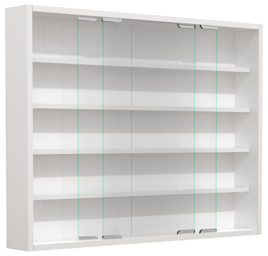 VCM NORDIC Agisa L Hängeschrank, m. 2 Schiebetüren und 4 Einlegeböden – Glas und weißes Holz