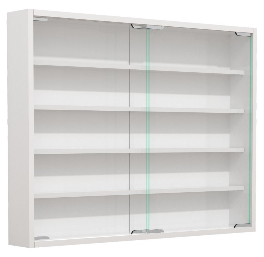 VCM NORDIC Agisa L Hängeschrank, m. 2 Schiebetüren und 4 Einlegeböden – Glas und weißes Holz