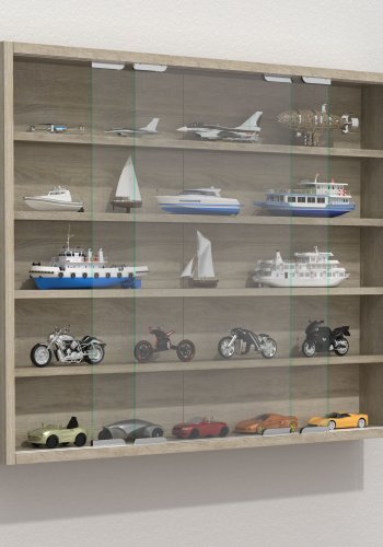 VCM NORDIC Agisa L Hängeschrank, m. 2 Schiebetüren und 4 Einlegeböden – Glas und Naturholz