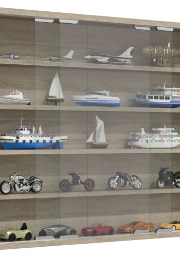 VCM NORDIC Agisa L Hängeschrank, m. 2 Schiebetüren und 4 Einlegeböden – Glas und Naturholz