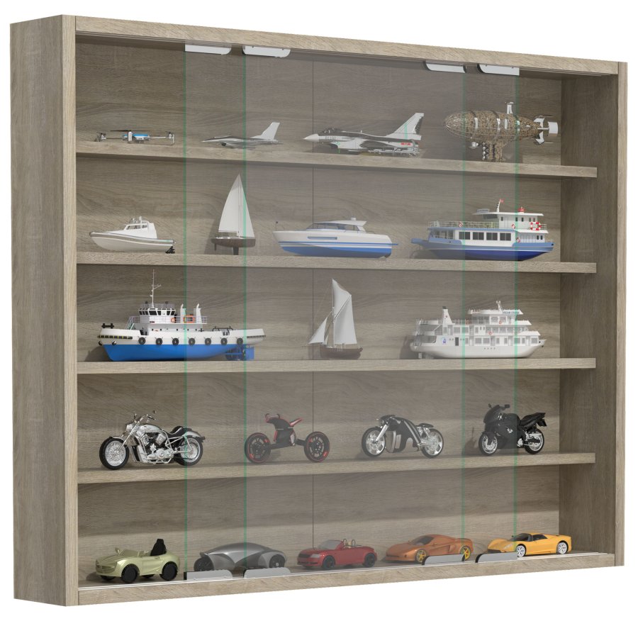 VCM NORDIC Agisa L Hängeschrank, m. 2 Schiebetüren und 4 Einlegeböden – Glas und Naturholz