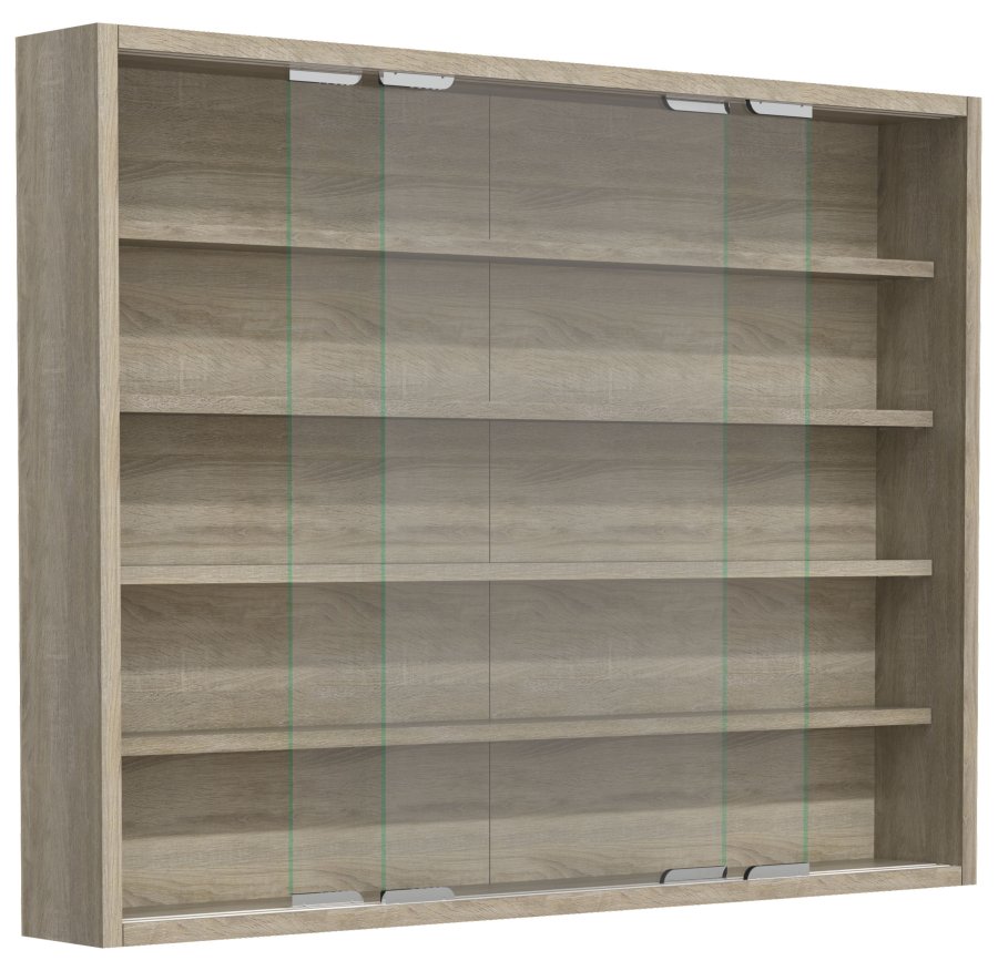 VCM NORDIC Agisa L Hängeschrank, m. 2 Schiebetüren und 4 Einlegeböden – Glas und Naturholz