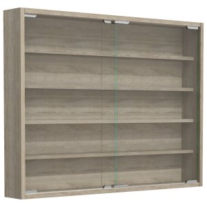 VCM NORDIC Agisa L väggskp, m. 2 skjutdörrar och 4 hyllor - glas och naturligt trä