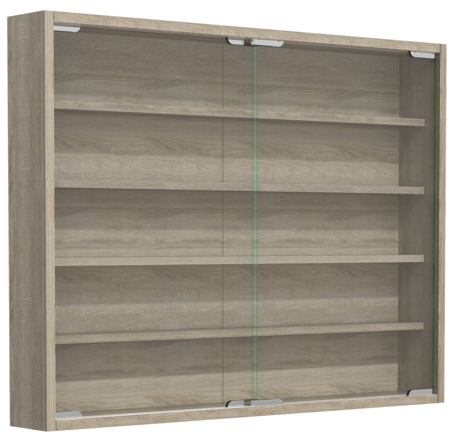 VCM NORDIC Agisa L Hängeschrank, m. 2 Schiebetüren und 4 Einlegeböden – Glas und Naturholz