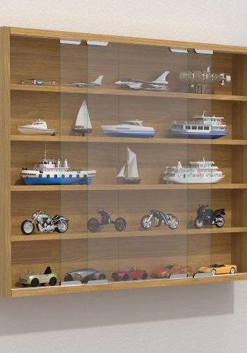 VCM NORDIC Agisa L Hängeschrank, m. 2 Schiebetüren und 4 Einlegeböden – Glas und Naturholz