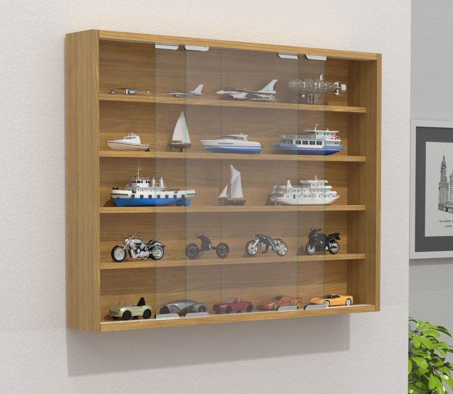 VCM NORDIC Agisa L Hängeschrank, m. 2 Schiebetüren und 4 Einlegeböden – Glas und Naturholz