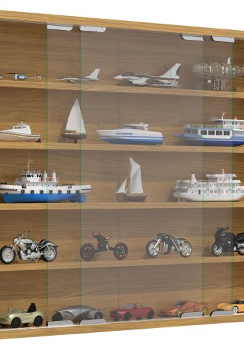 VCM NORDIC Agisa L Hängeschrank, m. 2 Schiebetüren und 4 Einlegeböden – Glas und Naturholz