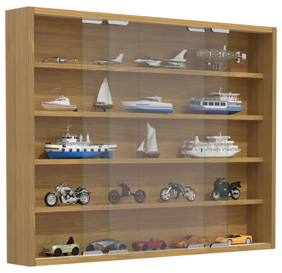 VCM NORDIC Agisa L Hängeschrank, m. 2 Schiebetüren und 4 Einlegeböden – Glas und Naturholz