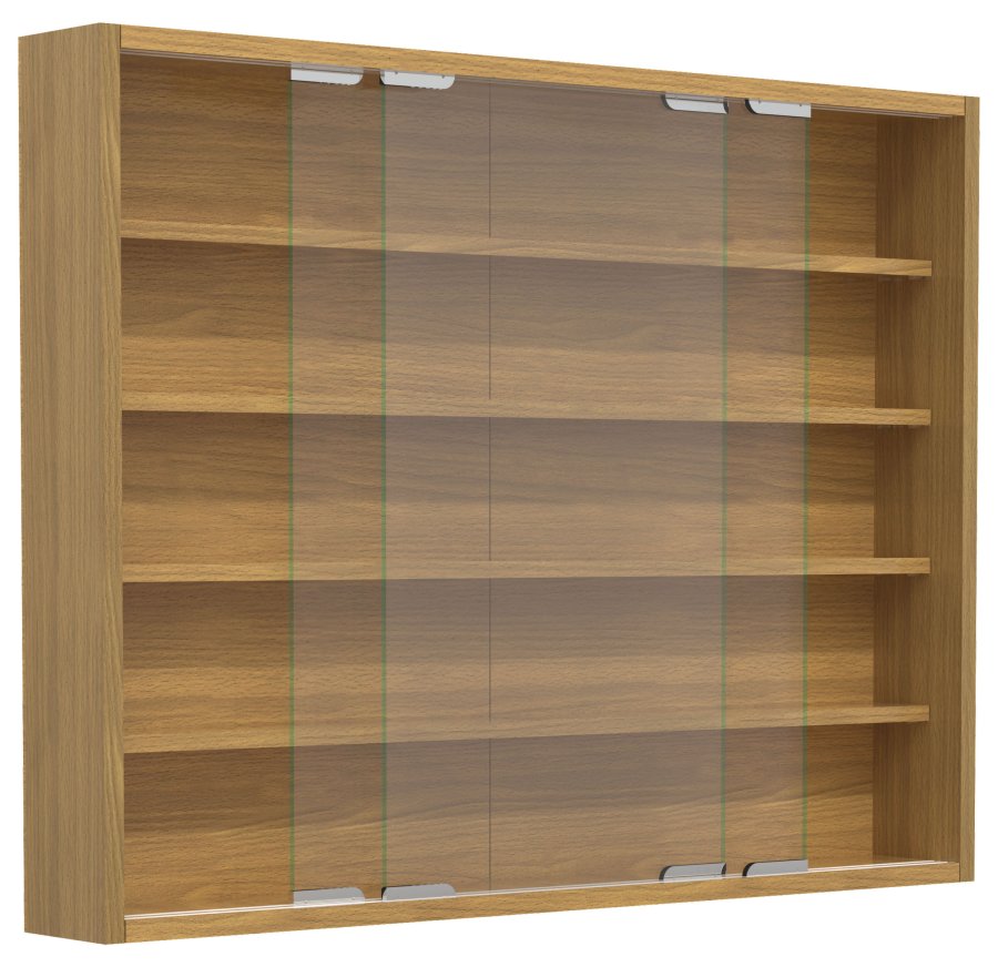 VCM NORDIC Agisa L Hängeschrank, m. 2 Schiebetüren und 4 Einlegeböden – Glas und Naturholz