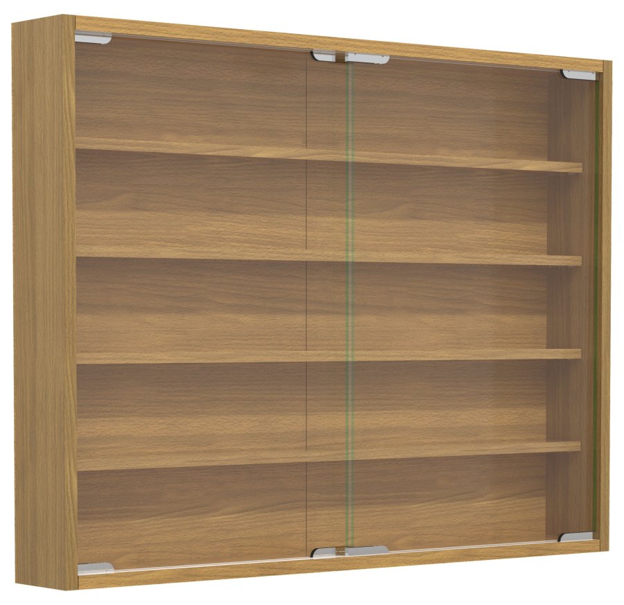 VCM NORDIC Agisa L Hängeschrank, m. 2 Schiebetüren und 4 Einlegeböden – Glas und Naturholz