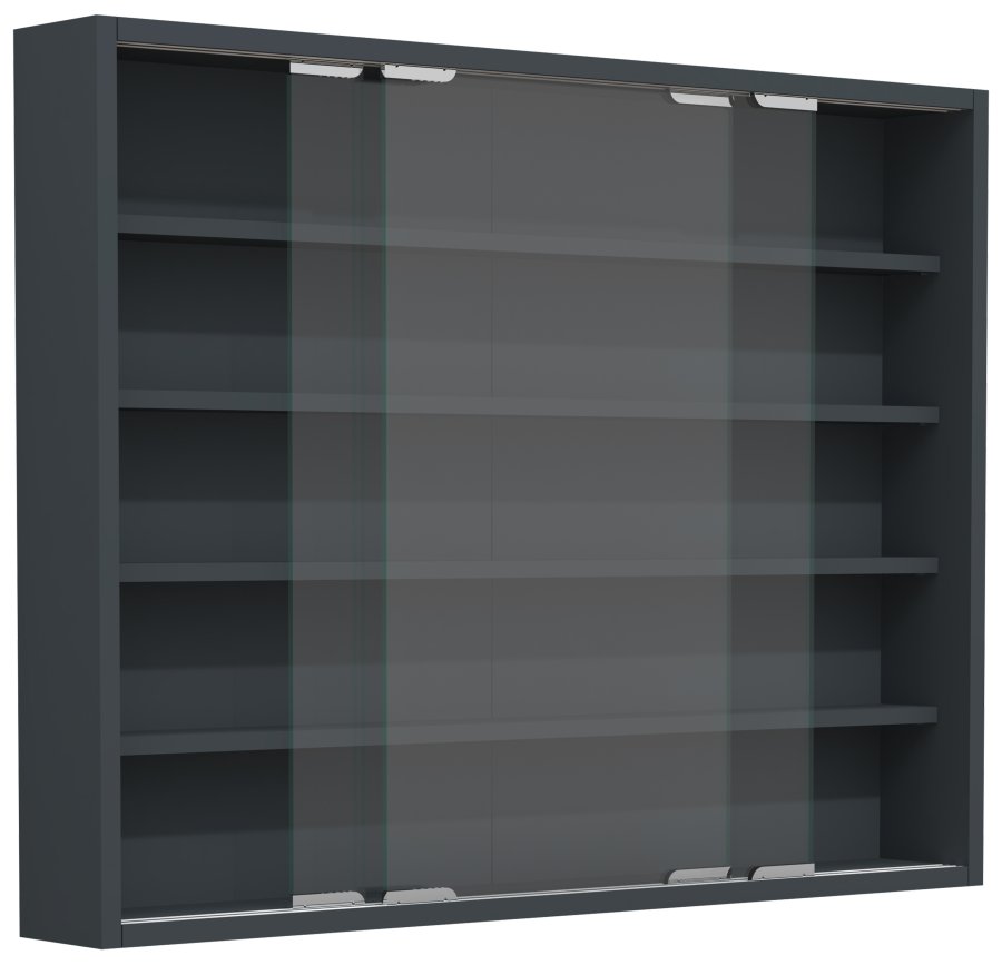 VCM NORDIC Agisa L Hängeschrank, m. 2 Schiebetüren und 4 Einlegeböden – Glas und anthrazitgraues Holz