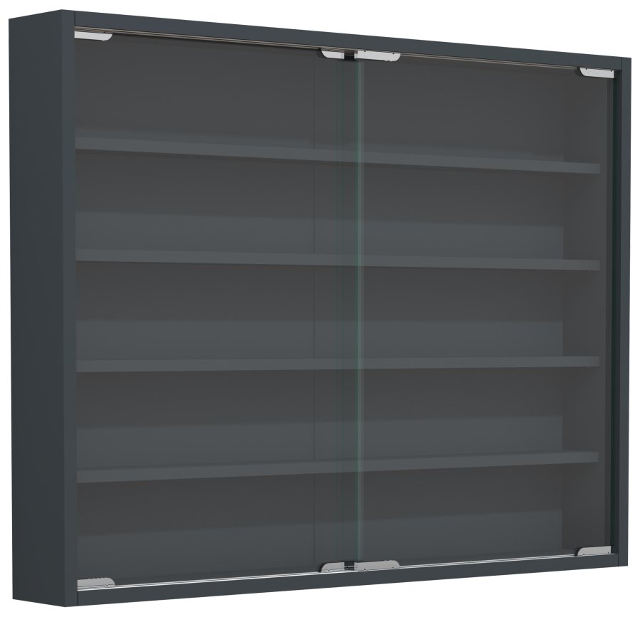 VCM NORDIC Agisa L Hängeschrank, m. 2 Schiebetüren und 4 Einlegeböden – Glas und anthrazitgraues Holz
