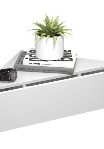 VCM NORDIC Usal S hjrne vegghylle, m. 1 skuff - hvitt tre (60x42,4)