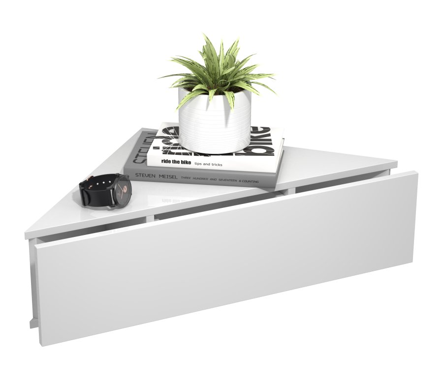 VCM NORDIC Usal S hjrne vegghylle, m. 1 skuff - hvitt tre (60x42,4)