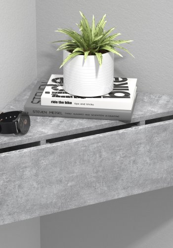 VCM NORDIC Usal S hjrne vegghylle, m. 1 skuff - betonggr tre (60x42,4)