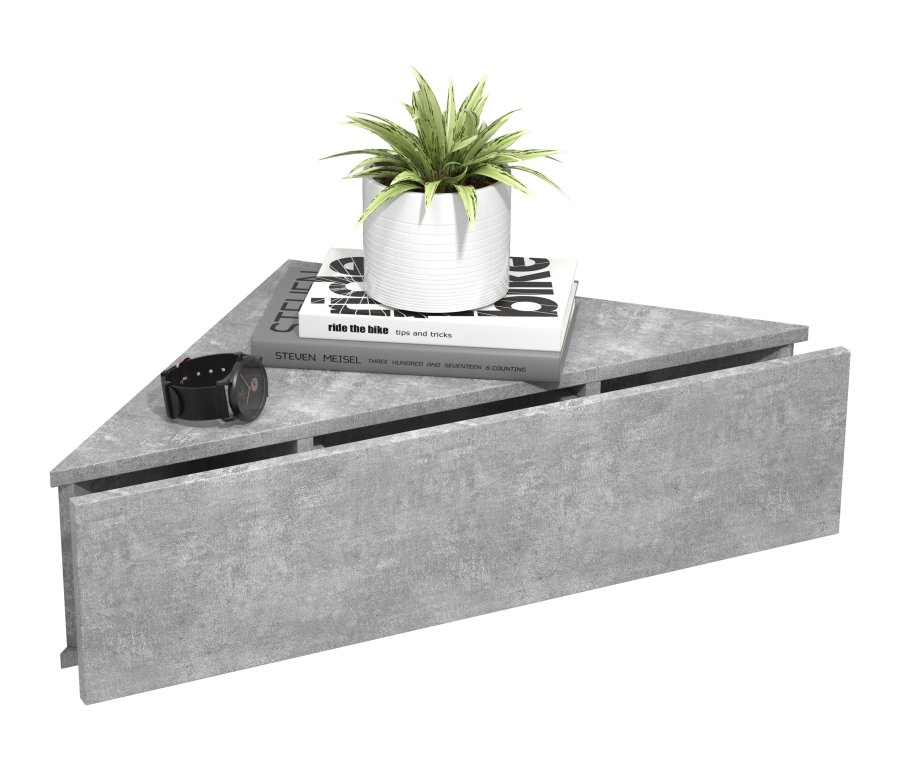 VCM NORDIC Usal S hjrne vegghylle, m. 1 skuff - betonggr tre (60x42,4)