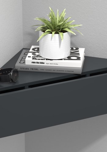 VCM NORDIC Usal S Eckwandregal, m. 1 Schublade - anthrazitgraues Holz (60x42,4)