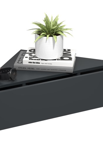 VCM NORDIC Usal S Eckwandregal, m. 1 Schublade - anthrazitgraues Holz (60x42,4)