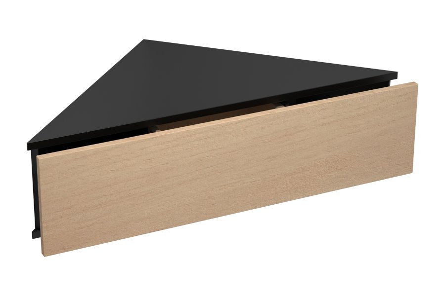 VCM NORDIC Usal S hjrne vegghylle, m. 1 skuff - naturlig og sort tre (60x42,4)