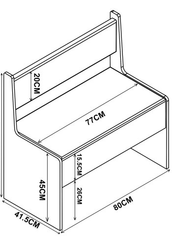 VCM NORDIC Esal 80 Eckbank, mit Rückenlehne und Stauraum - Holz weiß (80x42)