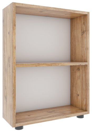 VCM NORDIC Bulas 2-Fach Bücherregal, m. 1 Regalboden - Weiß und Naturholz