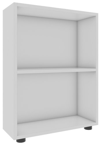 VCM NORDIC Bulas Bücherregal mit 2 Fächern, mit 1 Regalboden – weißes Holz (H: 72 cm x 55 cm x 20 cm)