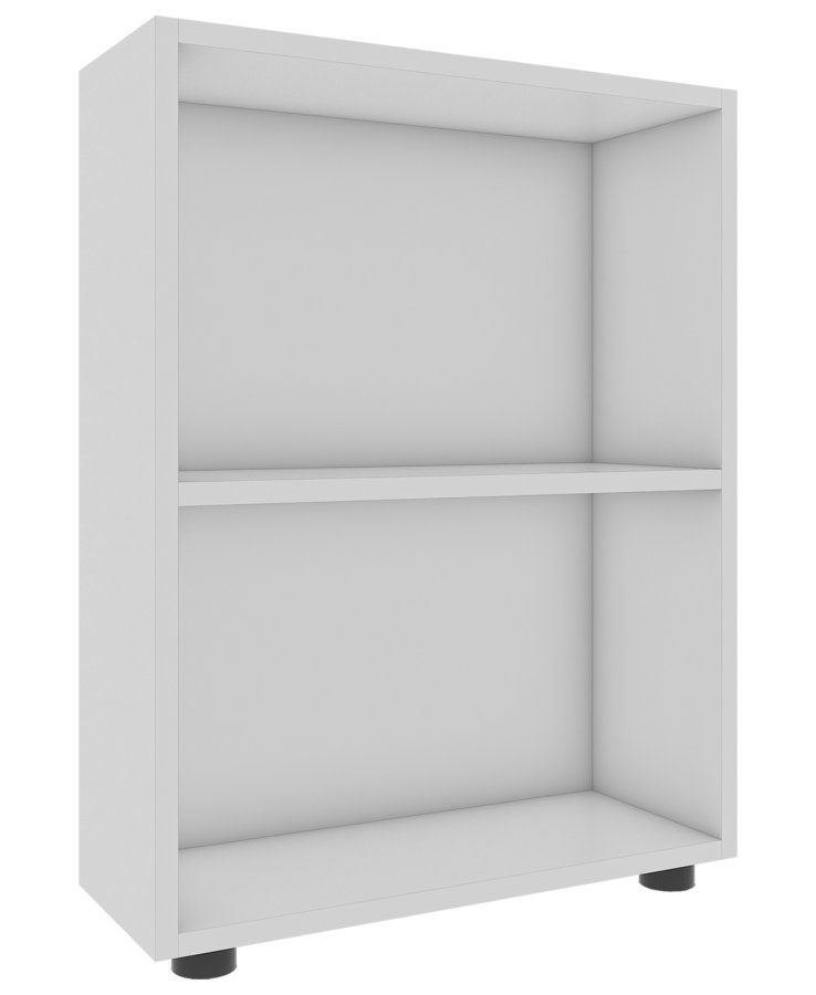 VCM NORDIC Bulas Bücherregal mit 2 Fächern, mit 1 Regalboden – weißes Holz (H: 72 cm x 55 cm x 20 cm)