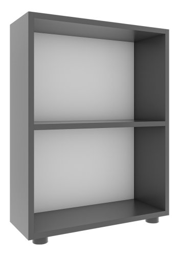 VCM NORDIC Bulas Bücherregal mit 2 Fächern, mit 1 Regalboden – Holz in Weiß und Anthrazitgrau (H: 72 cm x 55 cm x 20 cm)