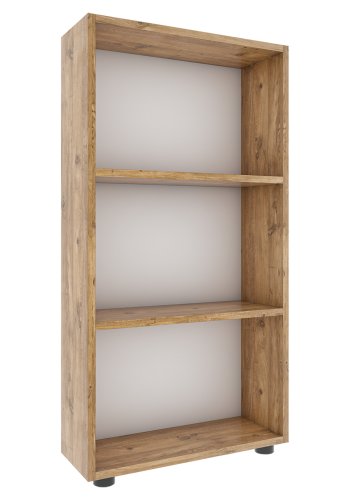 VCM NORDIC Bulas 3-Fächer-Bücherregal mit 2 Regalböden – Weiß und Naturholz (H: 108 cm x 56 cm x 20 cm)