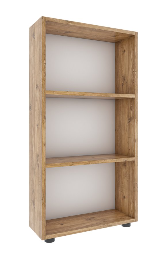 VCM NORDIC Bulas 3-Fächer-Bücherregal mit 2 Regalböden – Weiß und Naturholz (H: 108 cm x 56 cm x 20 cm)