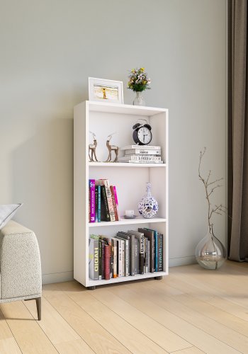  VCM Nordic VCM NORDIC Bulas 3-rums bokhylla, w. 2 hyllor - vitt trä
