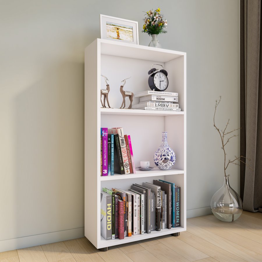  VCM Nordic VCM NORDIC Bulas 3-rums bokhylla, w. 2 hyllor - vitt trä