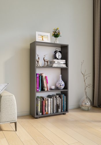  VCM Nordic VCM NORDIC Bulas 3-rums bokhylla, w. 2 hyllplan - vit och antracitgr trä