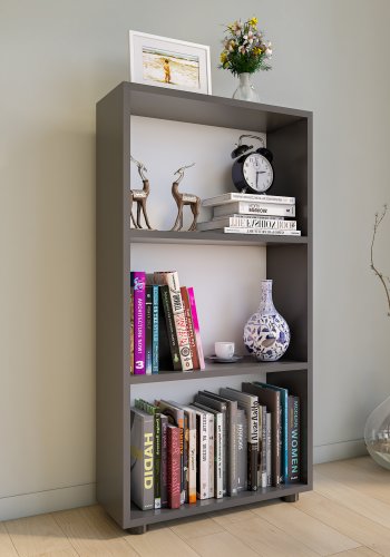  VCM Nordic VCM NORDIC Bulas 3-rums bokhylla, w. 2 hyllplan - vit och antracitgr trä