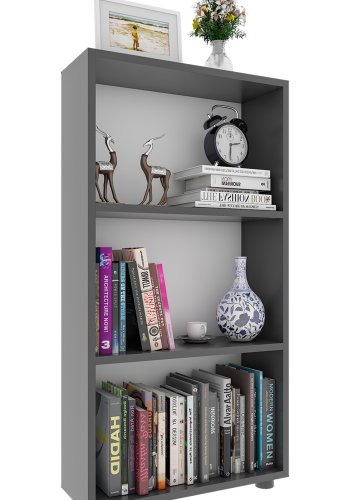  VCM Nordic VCM NORDIC Bulas 3-rums bokhylla, w. 2 hyllplan - vit och antracitgr trä