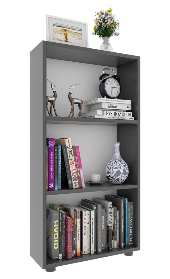  VCM Nordic VCM NORDIC Bulas 3-rums bokhylla, w. 2 hyllplan - vit och antracitgr trä