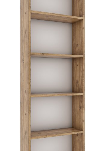 VCM NORDIC Bulas Bücherregal mit 5 Fächern, mit 4 Regalböden – Weiß und Naturholz (H: 169 cm x 56 cm x 20 cm)