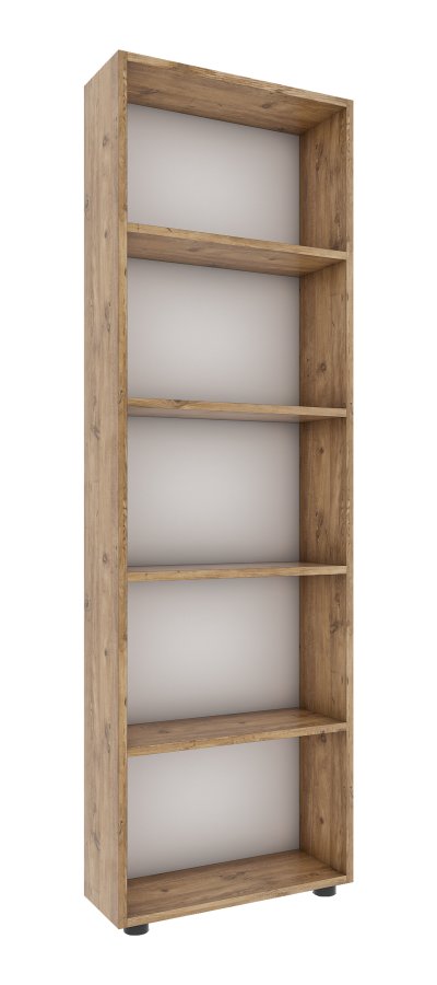 VCM NORDIC Bulas Bücherregal mit 5 Fächern, mit 4 Regalböden – Weiß und Naturholz (H: 169 cm x 56 cm x 20 cm)