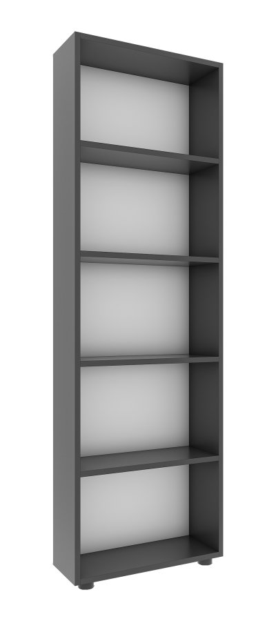 VCM NORDIC Bulas Bücherregal mit 5 Fächern, mit 4 Regalböden – Holz in Weiß und Anthrazitgrau (H: 169 cm x 56 cm x 20 cm)