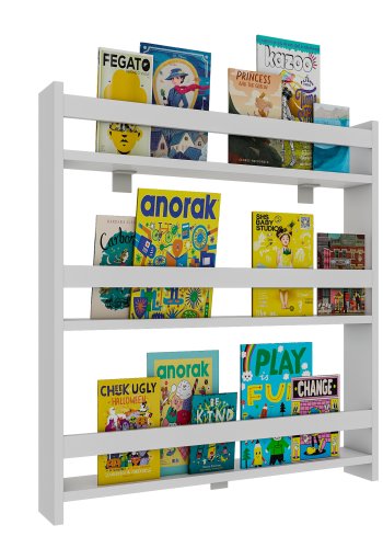 VCM NORDIC Kidos Wandregal für Kinder, mit 3 offenen Fächern - Holz weiß