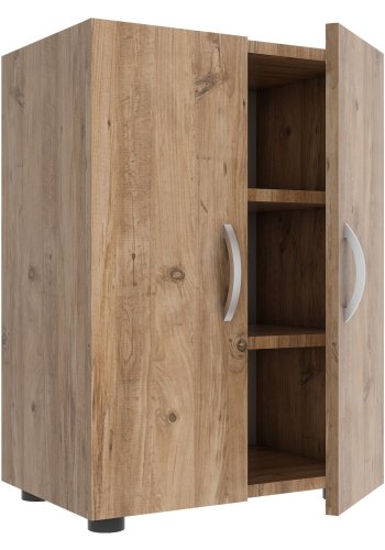 VCM NORDIC Ulas 3-roms skoskap, m. 2 drer, 2 hyller - naturlig tre