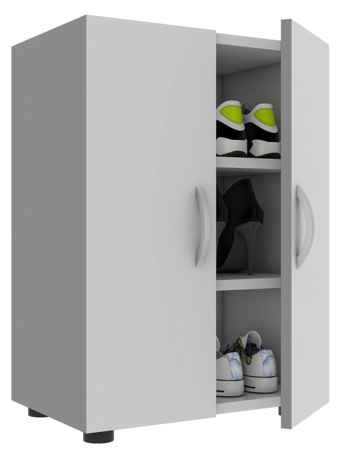 VCM NORDIC Ulas 3-roms skoskap, m. 2 drer, 2 hyller - hvitt tre