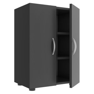 VCM NORDIC Ulas 3-Fach Schuhschrank, m. 2 Türen, 2 Einlegeböden - Holz anthrazitgrau