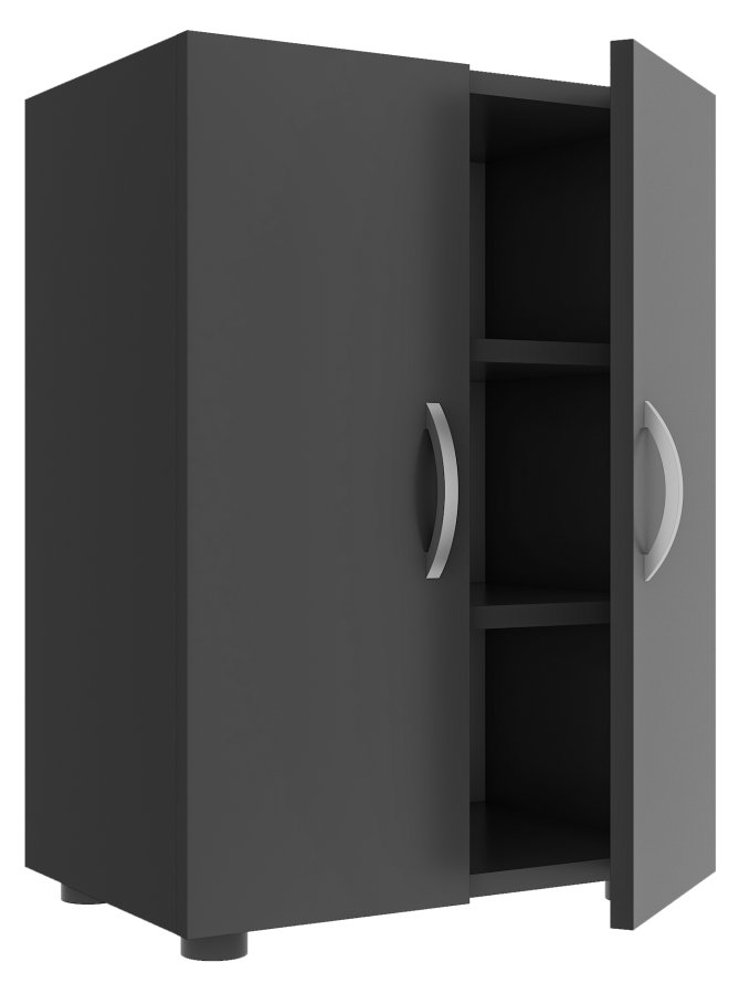 VCM NORDIC Ulas 3-Fach Schuhschrank, m. 2 Türen, 2 Einlegeböden - Holz anthrazitgrau