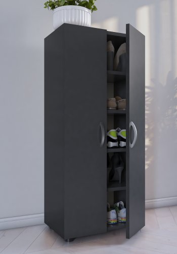 VCM NORDIC Ulas 8-roms skoskap, m. 2 drer, 4 hyller - antrasittgrtt tre