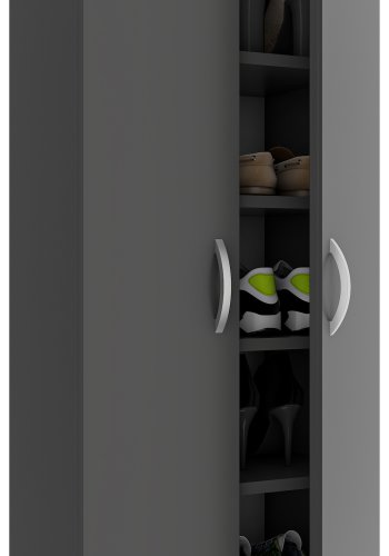 VCM NORDIC Ulas 8-roms skoskap, m. 2 drer, 4 hyller - antrasittgrtt tre