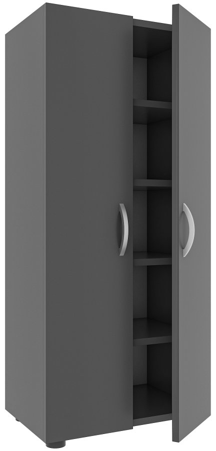 VCM NORDIC Ulas 8-roms skoskap, m. 2 drer, 4 hyller - antrasittgrtt tre